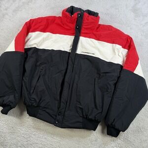 Vintage Porsche Exclusive Jacket Mens Medium Red Black Windbreaker Coat Nylon